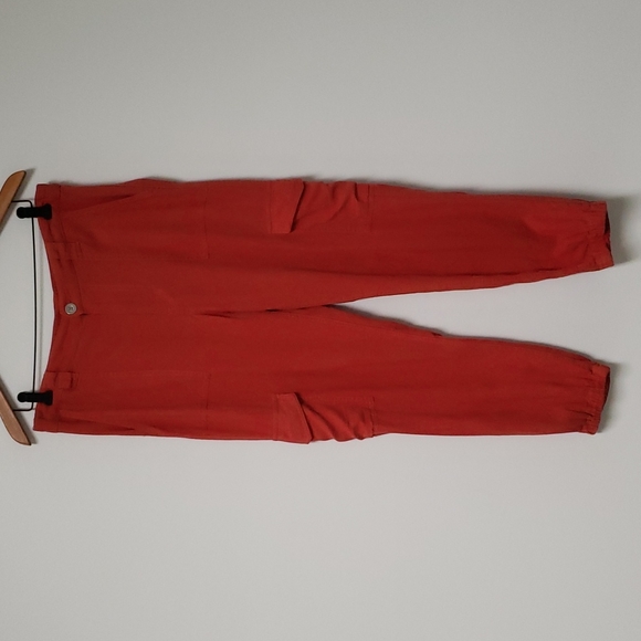 Anthropologie Love Tree orange linen cargo pants joggers - Picture 1 of 16